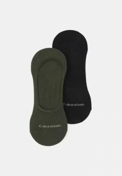 Calvin Klein Underwear FOOTIE MID CUT 2 PACK UNISEX - Trainer Socks - Dark Olive