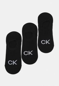Calvin Klein Underwear FOOTIE HIGH CUT LOGO 3 PACK UNISEX - Trainer Socks - Black