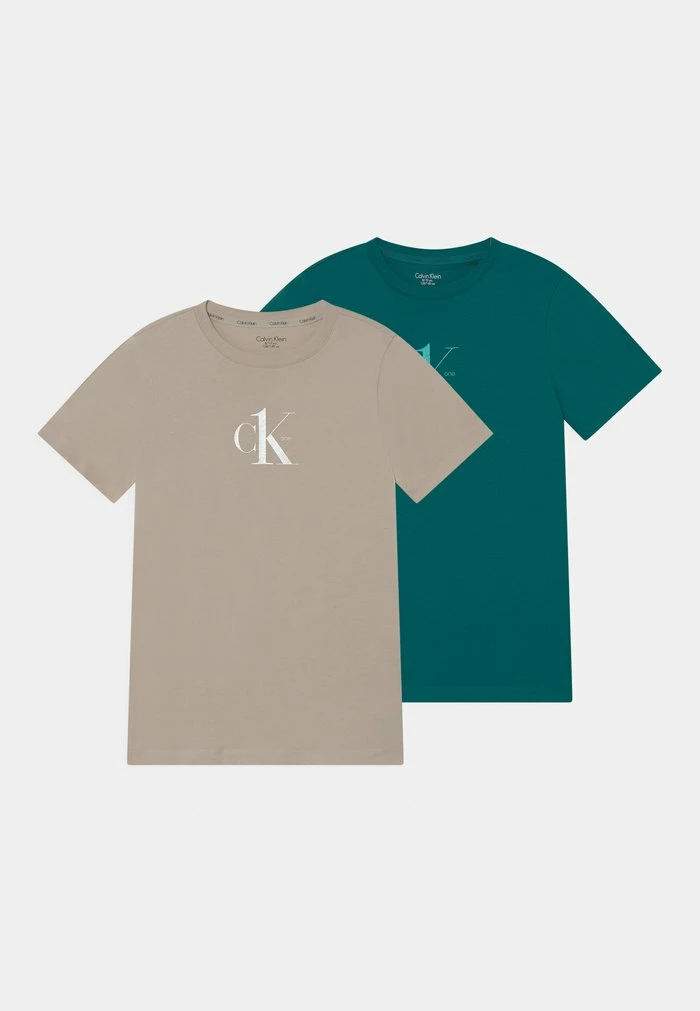 Calvin Klein Underwear TEE 2 PACK - Print T-shirt - Dark Turquoise/lightstone