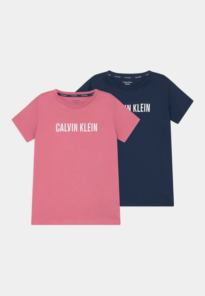 Calvin Klein Underwear TEES 2 PACK - Print T-shirt - Petal Red/navy Iris