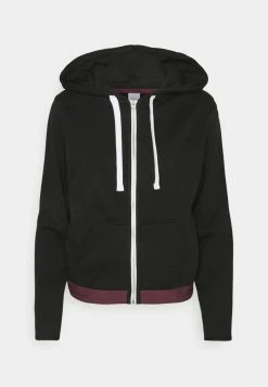 Calvin Klein Underwear HOODIE FULL ZIP - Pyjama Top - Black/ripe Berry
