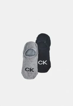 Calvin Klein Underwear FOOTIE HIGH CUT LOGO 2 PACK - Trainer Socks - Mid Grey Melange