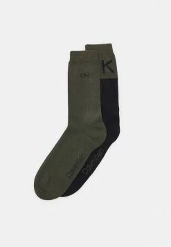 Calvin Klein Underwear MEN SOCK COLORBLOCK 2 PACK - Socks - Dark Olive/black