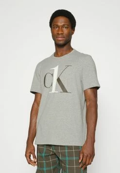 Calvin Klein Underwear GRAPHIC TEES CREW NECK - Pyjama Top - Grey Heather/process Green