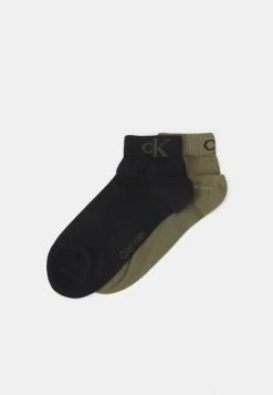 Calvin Klein Underwear MEN QUARTER LOGO 2 PACK - Socks - Olive Combo