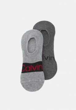 Calvin Klein Underwear FOOTIE HIGH CUT LOGO 2 PACK UNISEX - Socks - Mid Grey Melange