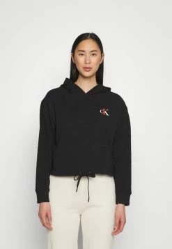 Calvin Klein Underwear ONE LOUNGE HOODIE - Pyjama Top - Black/tuscan Terra Cotta