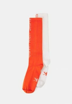 Calvin Klein Underwear KNEEHIGH LOGO 2 PACK - Socks - White/orange Combo