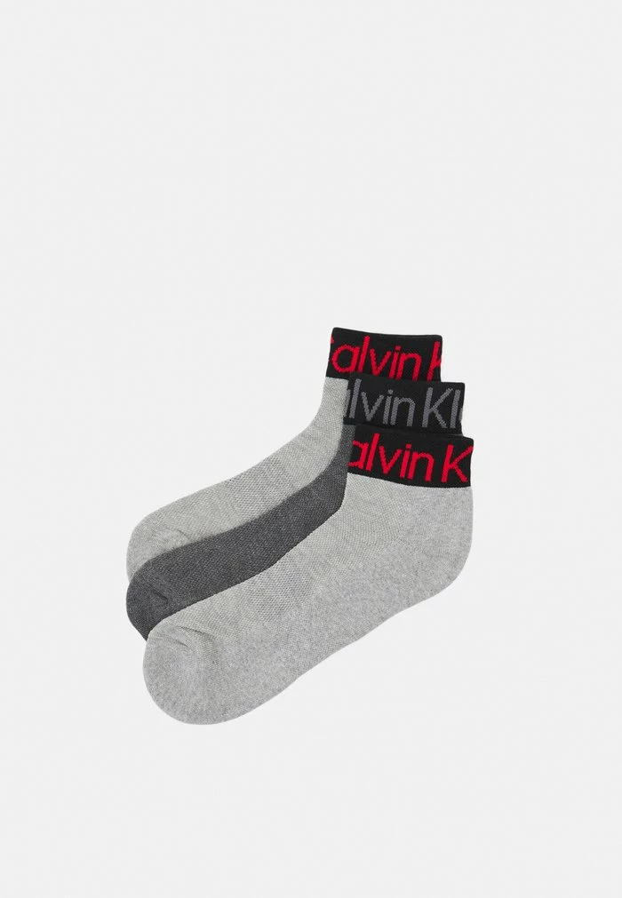 Calvin Klein Underwear MEN QUARTER LOGO WELT 3 PACK - Socks - Grey Combo