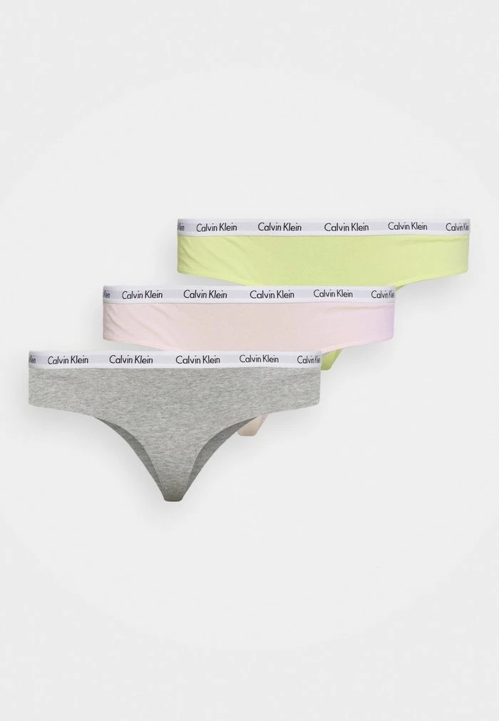 Calvin Klein Underwear THONG 3PACK - Thong - Coral/cyber Green/grey
